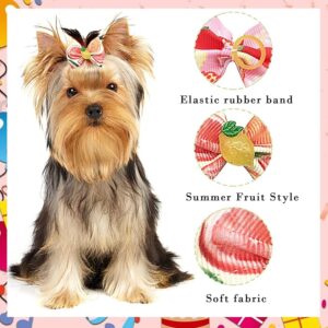 Kit de 24 Lazos para el pelo de perro con banda de goma, patrón de frutas hawaianas de verano