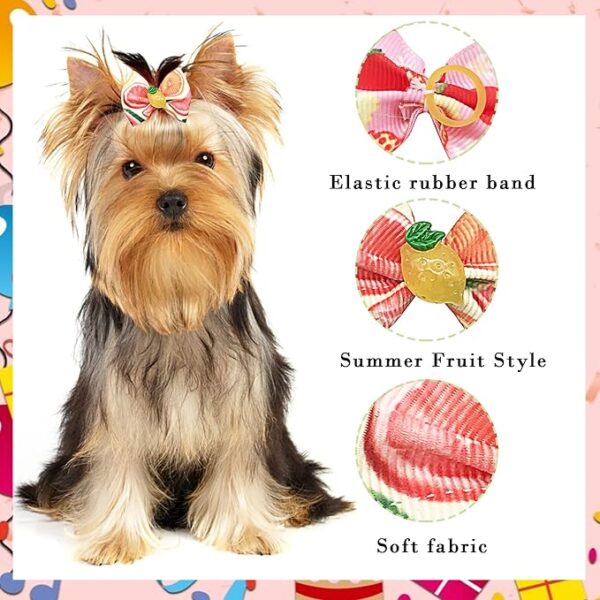 Kit de 24 Lazos para el pelo de perro con banda de goma, patrón de frutas hawaianas de verano