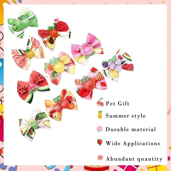Kit de 24 Lazos para el pelo de perro con banda de goma, patrón de frutas hawaianas de verano - Imagen 4