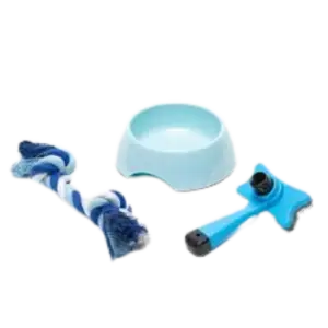 kit para tu mascota plato + cuerda para jugar +Cepillo para peinar